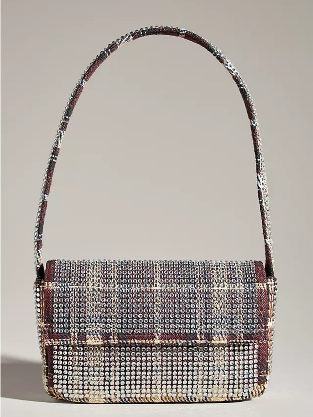 Anthropologie Maeve Fiona Plaid Rhinestone Shoulder Bag